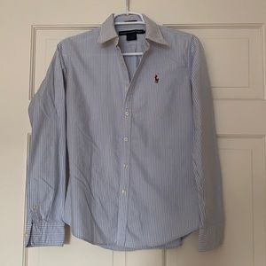 Ralph Lauren blue and white striped shirt